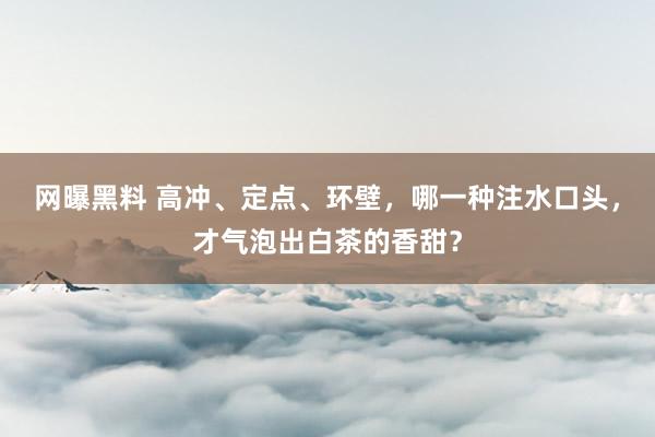 网曝黑料 高冲、定点、环壁，哪一种注水口头，才气泡出白茶的香甜？