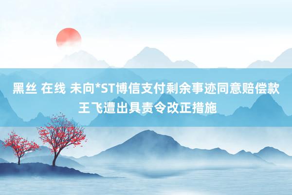 黑丝 在线 未向*ST博信支付剩余事迹同意赔偿款 王飞遭出具责令改正措施