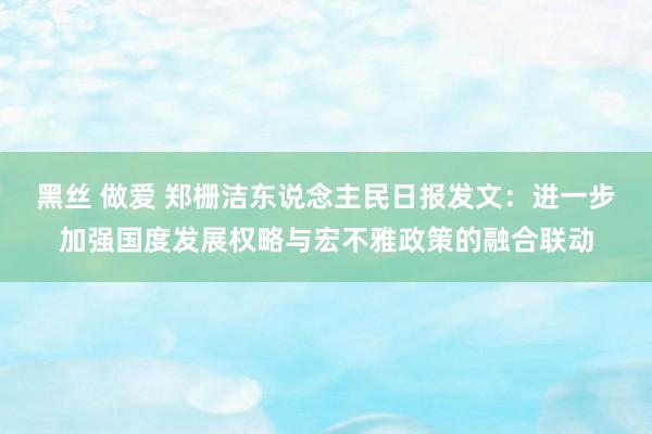 黑丝 做爱 郑栅洁东说念主民日报发文：进一步加强国度发展权略与宏不雅政策的融合联动