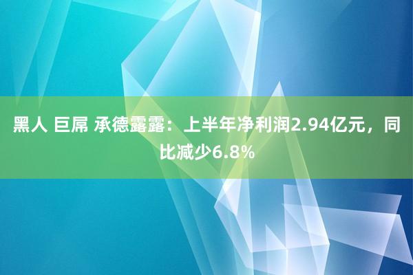 黑人 巨屌 承德露露：上半年净利润2.94亿元，同比减少6.8%