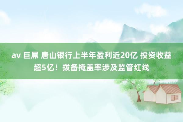 av 巨屌 唐山银行上半年盈利近20亿 投资收益超5亿！拨备掩盖率涉及监管红线