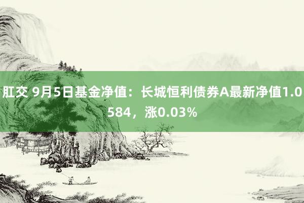 肛交 9月5日基金净值：长城恒利债券A最新净值1.0584，涨0.03%